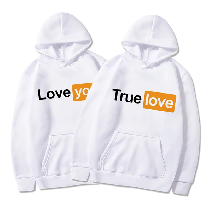 

Men's Hoodies True Love&Love you Letters Funny Print Harajuku Casual Mens Sweatshirts Male Hoodie Women Unisex Streetwear HipHop