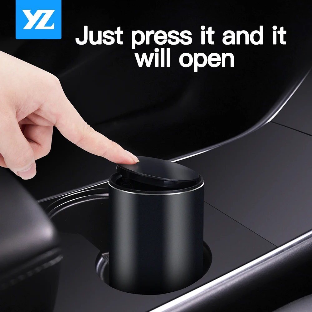 

Alloy Car Trash Can Pressing Type Garbage Dust Case Ashtray Sturdy ABS Trash Bin Storage Holder Bag Auto Interior Accessories