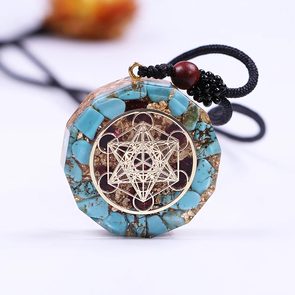 

Natural Turquoises Pendant Reiki Healing Energy Generator EMF Radiation Protection Necklace Jewelry