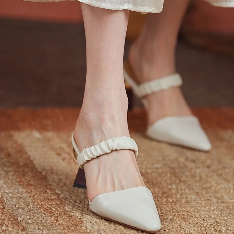 Бренд 2020 Модные мюли в горошек Женские туфли на высоком каблуке шлепанцы с острым