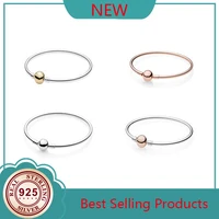 top selling fashion women bracelets signature round clasp diy 925 sterling silver pan bracelets for women charms jewelry