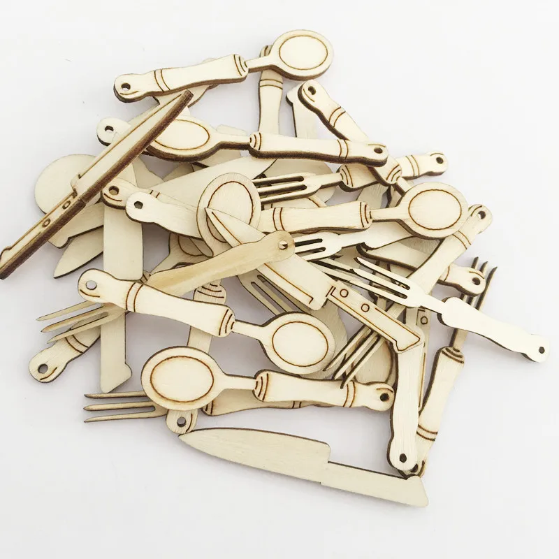 Ложка-вилка деревянная без отделки 10 шт.