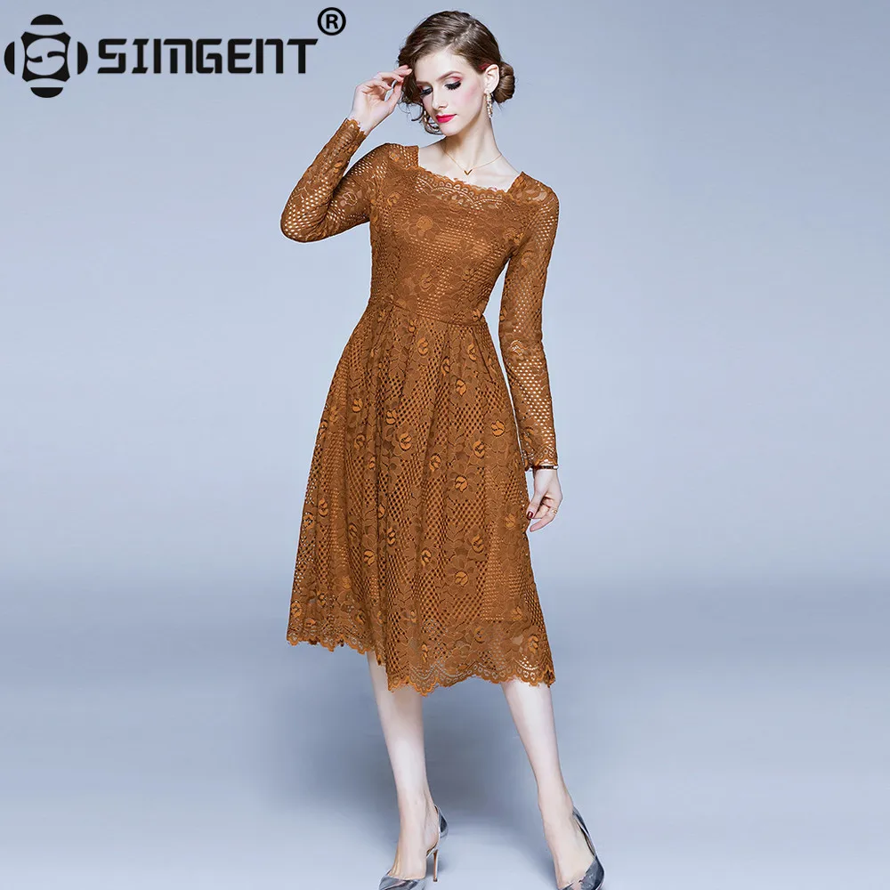 Женское платье с квадратным воротником Simgent повседневное элегантное винтажное