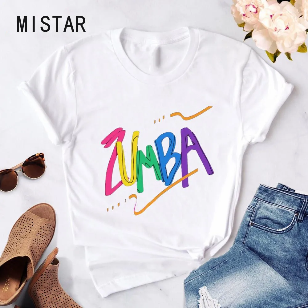 

2020 Радужная женская футболка Zumba с принтом влюбленных для танцев, футболка в стиле хип-хоп, женские белые топы в стиле Харадзюку, женская фут...