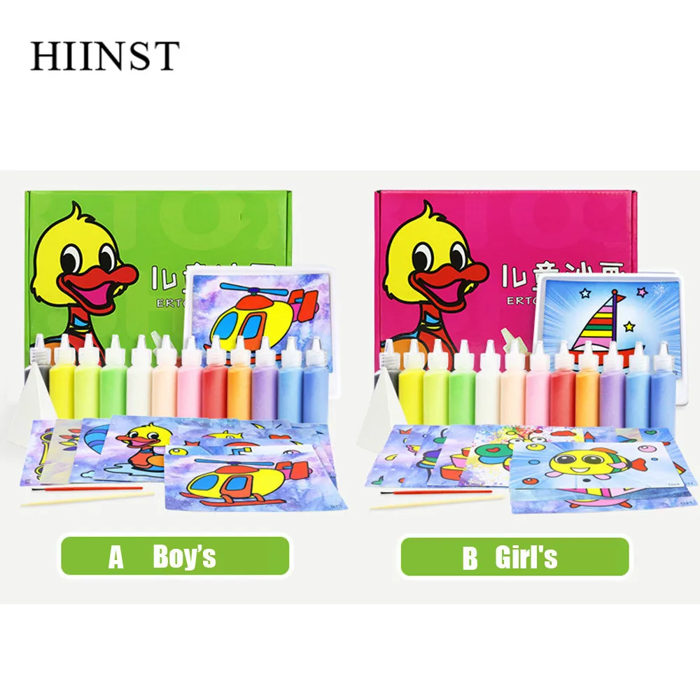 HIINST Kids 12 Colors Sand Painting Art Kit Drawing Toys Brush Table Funnel Cartoon Paper Writing DIY | Игрушки и хобби