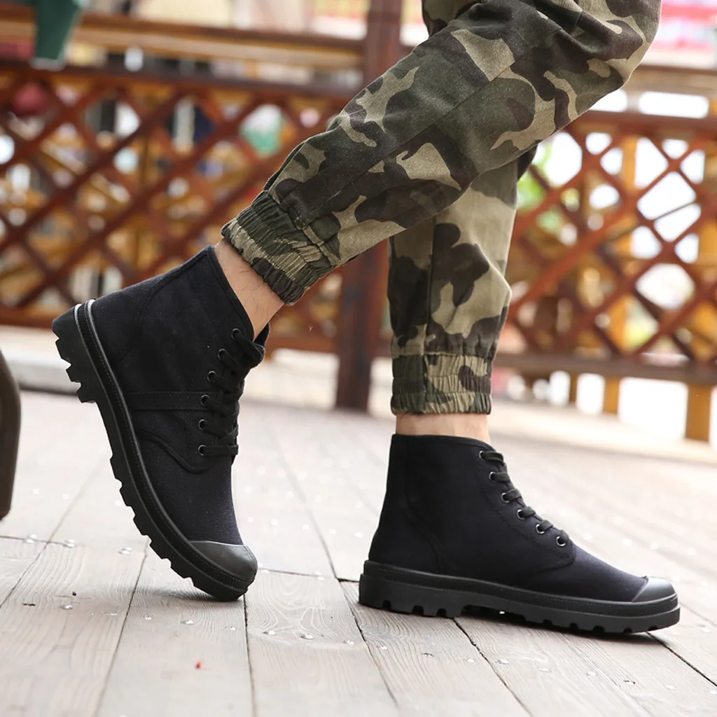 

Men's casual shoes winter zapatillas hombre Men Casual High-Top Lace-Up Canvas Shoes Students Classic Non-Slip Hiking Shoes