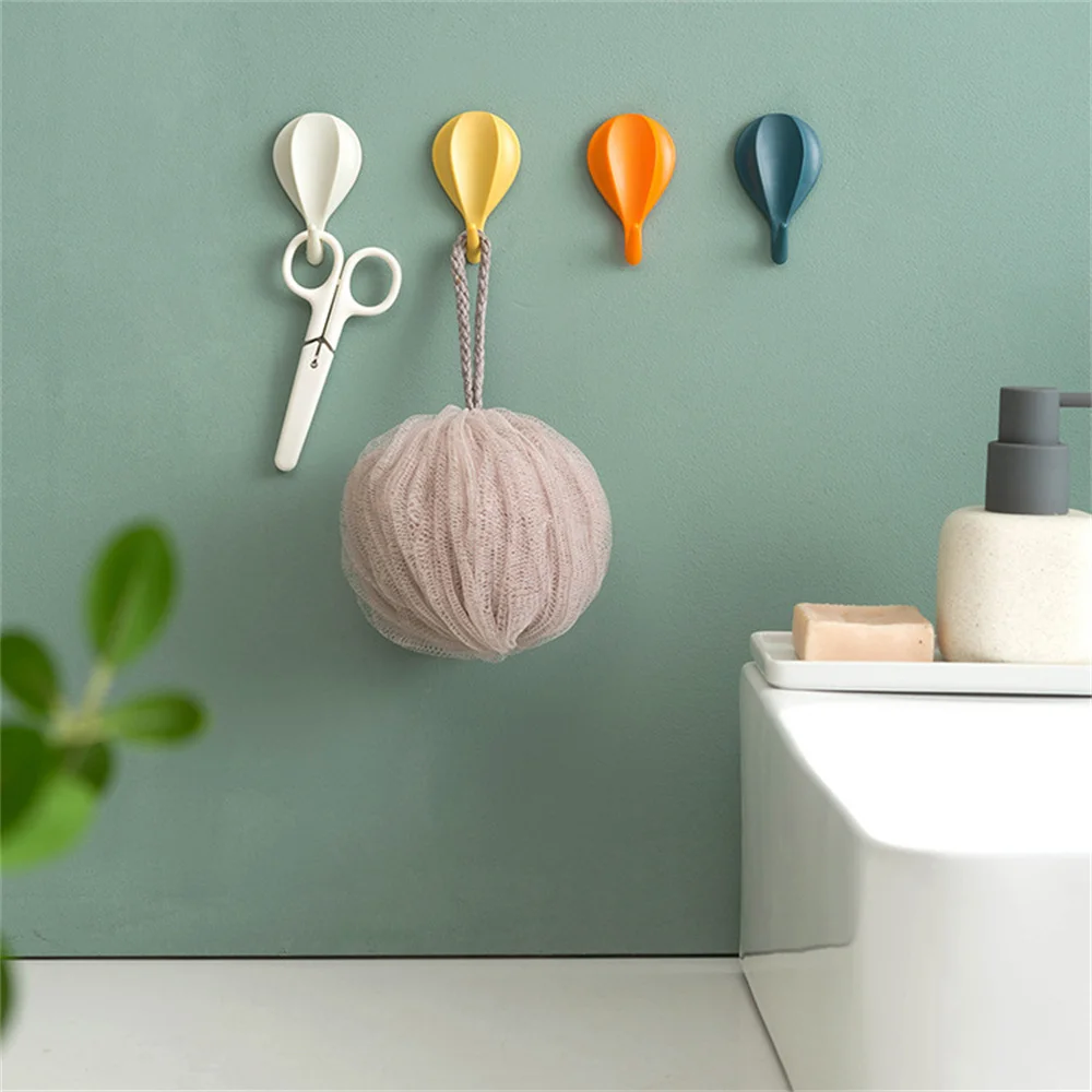 

8pcs Hot Air Balloon Wall Hanging Hooks Self-adhesive Strong Sticky Free Punching Bathroom Kitchen Keys Organizer Holder Hooks