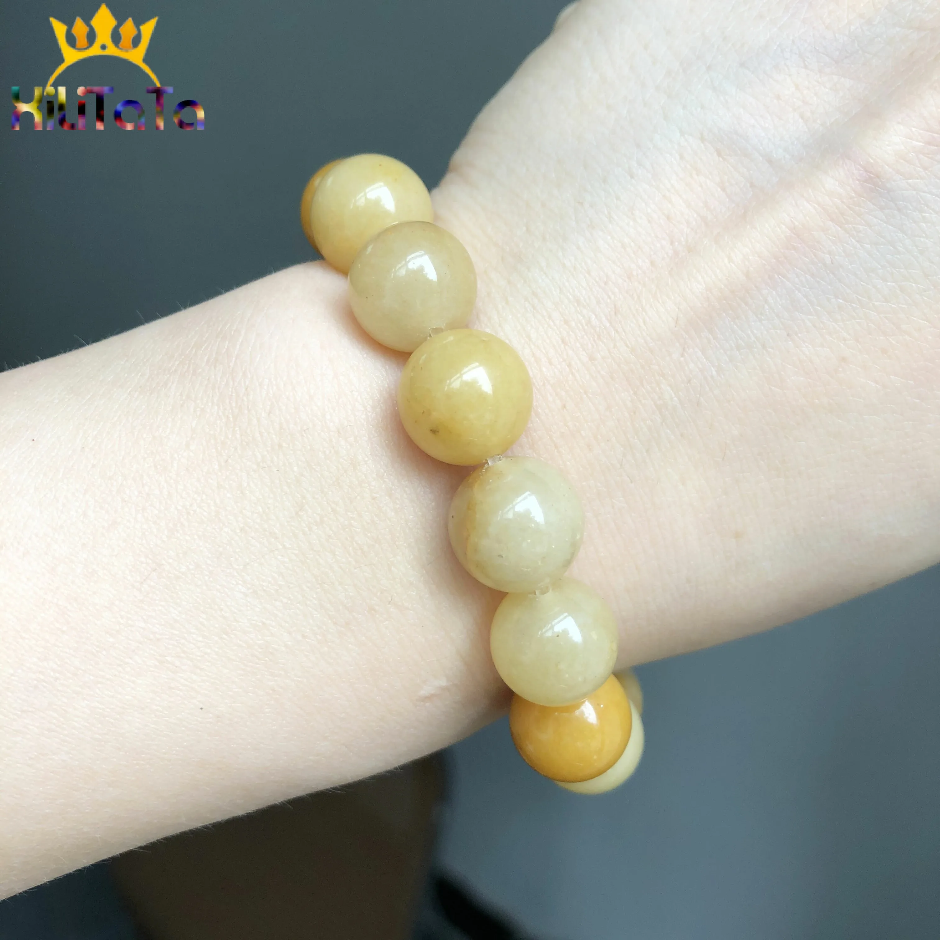 Natural Stone Yellow Jades Beads Loose Spacer For Jewelry DIY Making Bracelet Accessories 15'' Pick Size 4 6 8 10 12mm | Украшения