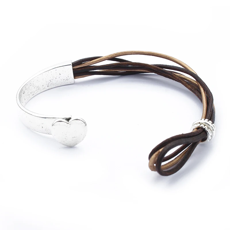 3 комплекта Сердце половина манжеты крючок браслет в поисках для 2*8 мм кожаный