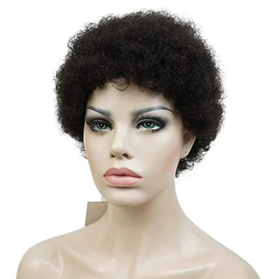 

Women's Real Human Hair Blend Wig Short afro kinky curly hair Wig for Black Women