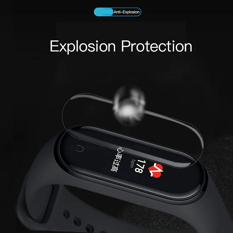 Гидрогелевая Защитная пленка для экрана Mi Band 4 мягкая защитная из ТПУ с 3D