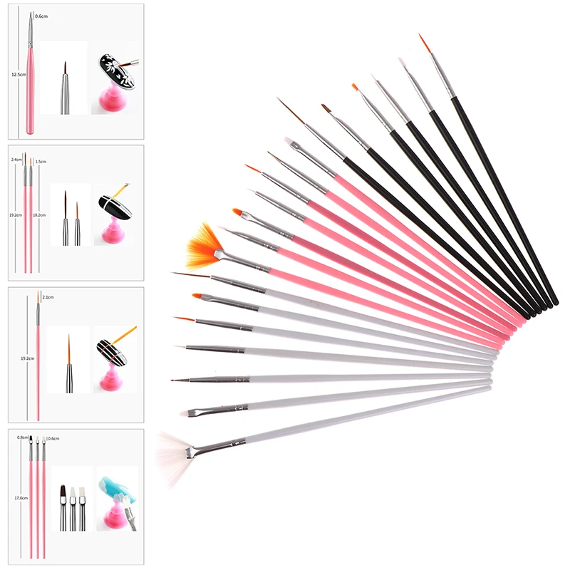 

15PCS/Set Professional Gel Nail Brushes 15 Sizes Nail Art Tools Acrylic Brush Pens Wooden Handle Dotting Drawing Paint Brush Set