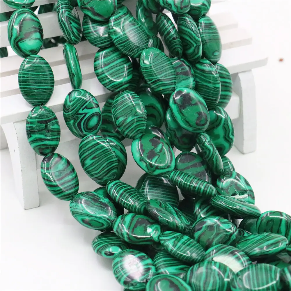 Лидер продаж овальные бусины из зеленого малахита 13 х18 мм ювелирные изделия