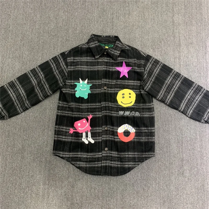 

Фланелевая куртка CPFM.XYZ для мужчин и женщин, худи с принтом пены, шерстяная рубашка, шерстяное Джерси, пальто, пуловер