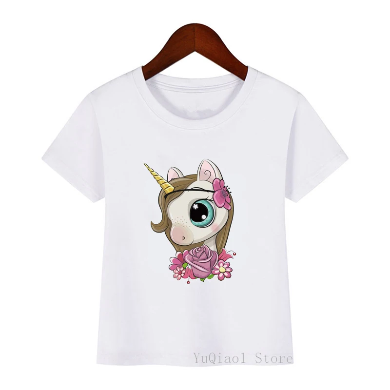 

Harajuku kawaii flower unicorn animal print children's t-shirts summer girls clothes lovely baby boy cartoon tshirt top cute tee