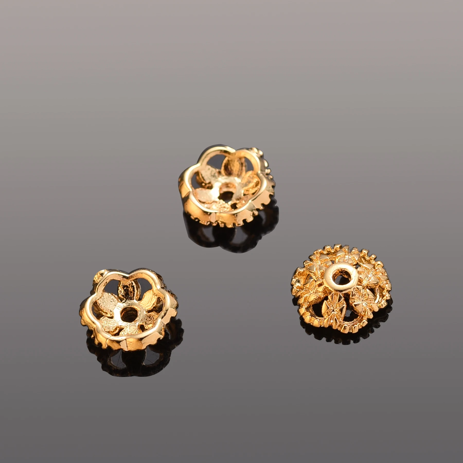 

20pcs/Lot 18k Real Gold Plated Flower Bead Cap Earring Jackets Jewelry Making Bulk Spacer Bead For Bracelet Necklace Earring Diy