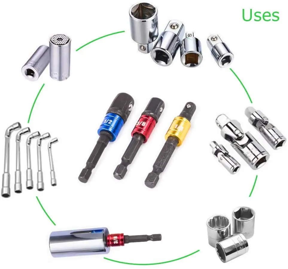 

2021 NEW Shank Drill Socket Adapter For Impact Driver With Hex Shank To Square Socket Drill Bits Bar Extension Set