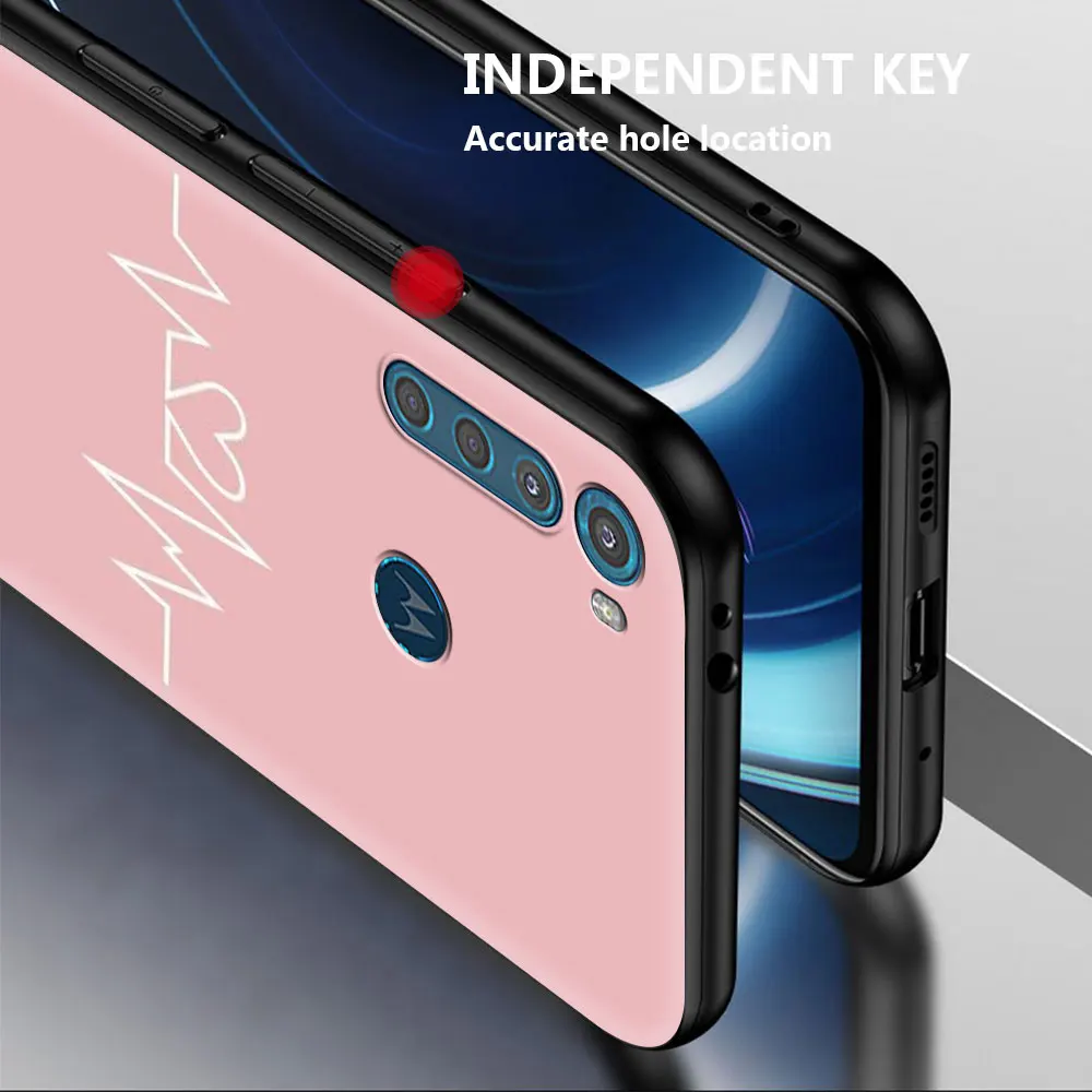 case for motorola moto g9 play one fusion plus g8 power lite e6s g30 g stylus black soft phone protect cover pink love love cat free global shipping