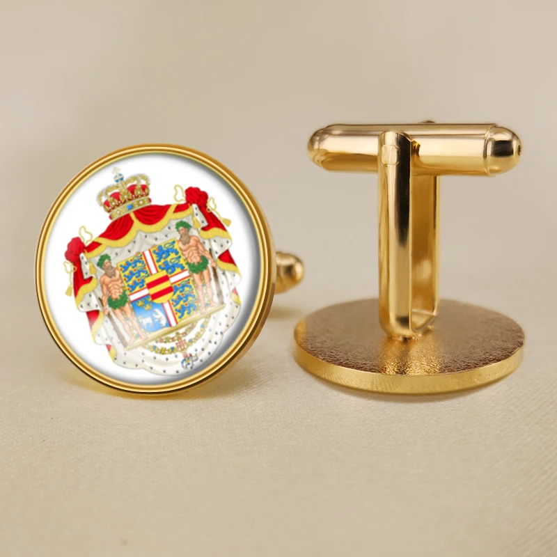 Герб Дании датская карта флаг Государственный герб запонки|Зажимы для галстука и