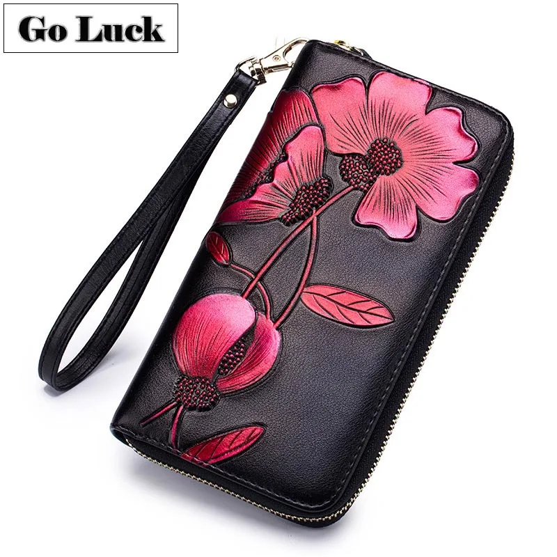 Бренд GO-LUCK, RFID, натуральная кожа, браслет, клатчи, кошелек, женский, на молнии, кошелек, для девушек, визитница, сотовый телефон, пробивной кошелек