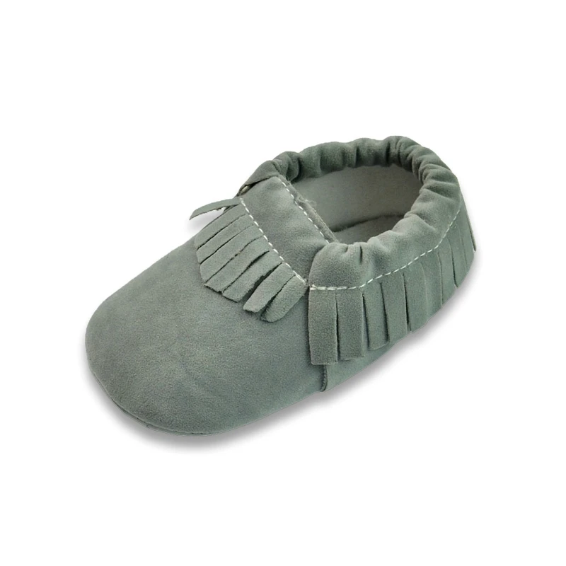 Dark gray Популярные мокасины из искусственной замши для новорожденных мальчиков и девочек; Мягкие Мокасины; обувь с бахромой на мягкой нескользящей подошве; обувь для малышей - Цвет: Dark gray