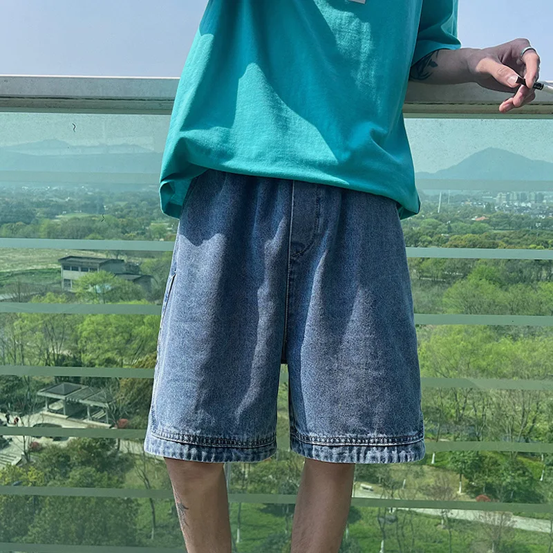 

Denim Shorts Men's Summer Wear Loose Big Pants Trendy Casual Shorts Ins Hong Kong Style Trendy Brand Pants