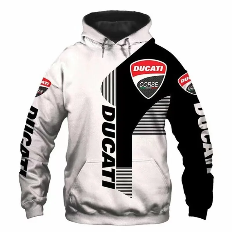 

2021 nova ducati logotipo da motocicleta de corrida com capuz impressão 3d zip moletom casual harajuku pullover jaqueta motocros