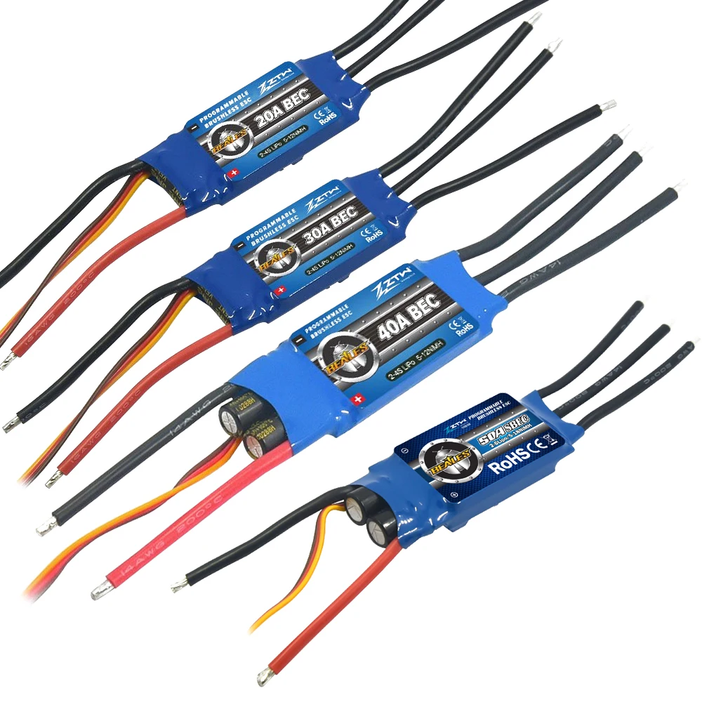 Горячая RC ESC серия ZTW Beatle 20A/30A/40A/50A/60A/70A/80A 2 4S бесщеточный с 5 В/3A BEC для 400 500