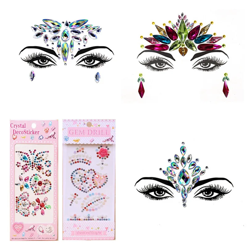 Face Jewelry Crystal Stickers For Women Mobile Phone Case Decor Rhinestones Beauty Makeup Masquerade Party Diy Sticker | Дом и сад