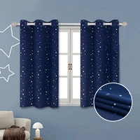 modern printed star tulle curtain for kids boy girl bedroom living room blackout short curtains finished decor curtains