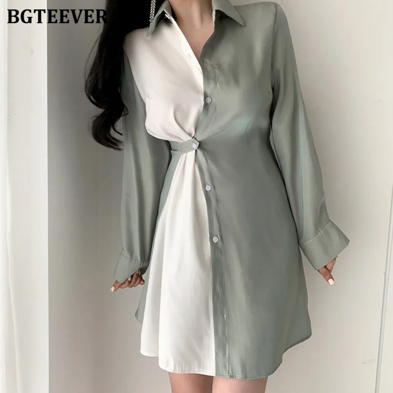 BGTEEVER летнее платье рубашка с отложным воротником для женщин 2020 хит цвет на