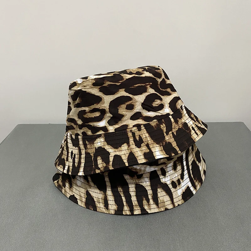 

Leopard Reversible Female Bucket Hat Hip Hop Printed Women Summer Hat Cap Outdoor Fishing Lady Panama Casual Female Cap Sunhat
