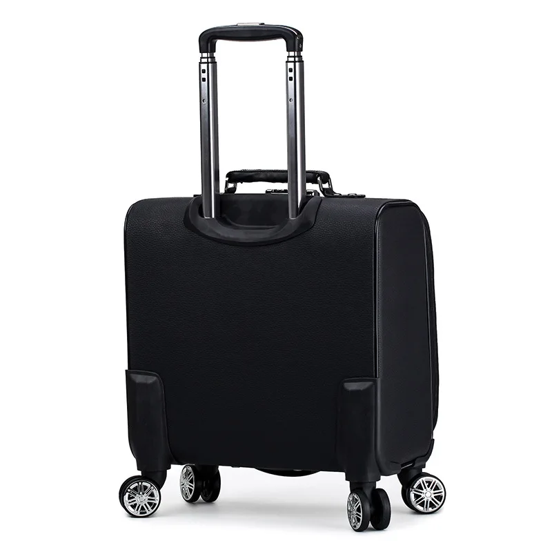New 18 Inches Mini Student Suitcase PU Leather Carry-On Universal Wheel Boarding Luggage Password Travel Business for Men Women