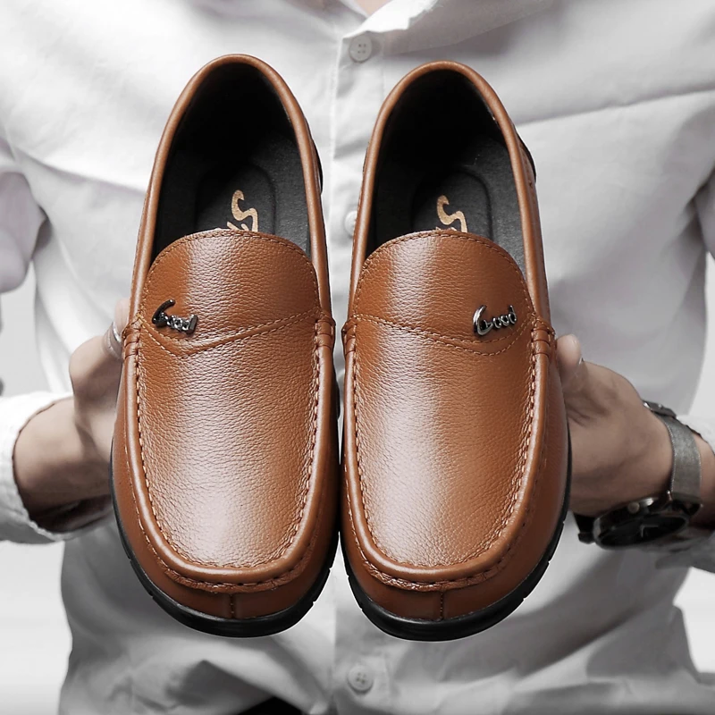 Мужские кожаные туфли черные легкие водонепроницаемые Нескользящие из дышащей