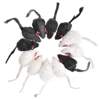 12 pcs mouse real fur mixed loaded toys for pet cat kitty with sound simulation fluff mouse toys mixed color
