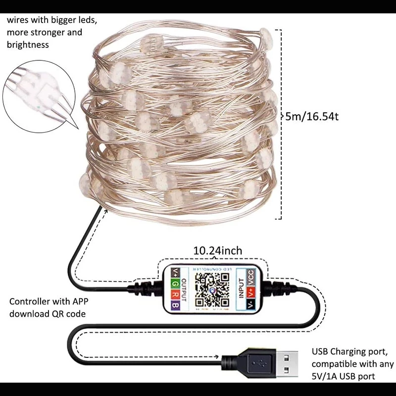 

5M/10M/20M Christmas Decoration Christmas Tree Led String Light Lamp Smart Bluetooth LED Lights Garland App Remote Control Light