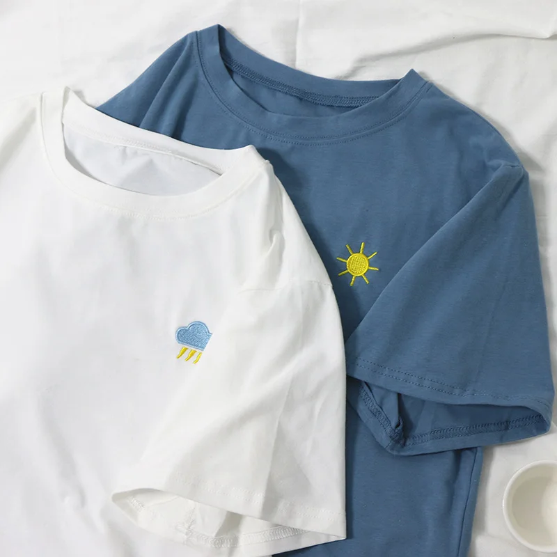 SONDR с изображением облаков молнии и солнце хлопковые футболки в стиле Харадзюку