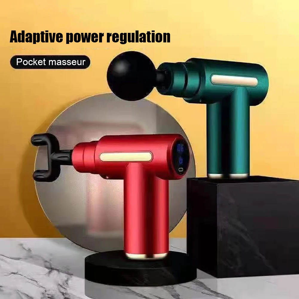

LCD Display Massage Gun Deep Muscle Massager Muscle Pain Body Neck Exercising Relaxation Slimming Shaping Pain Relief w/ 4 Heads