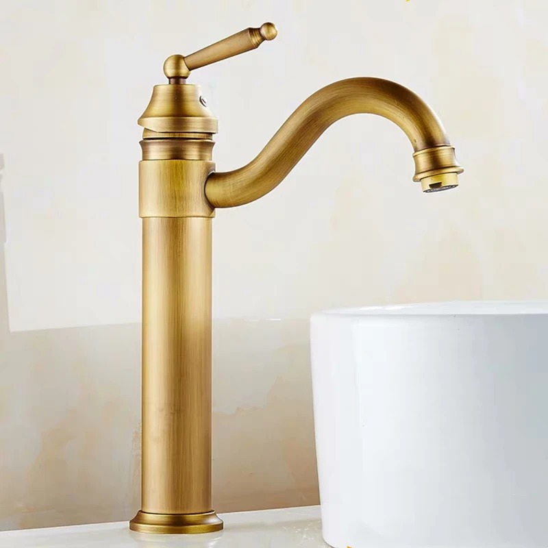 Смесители для умывальника античный медный кран раковины с одним гнущимся