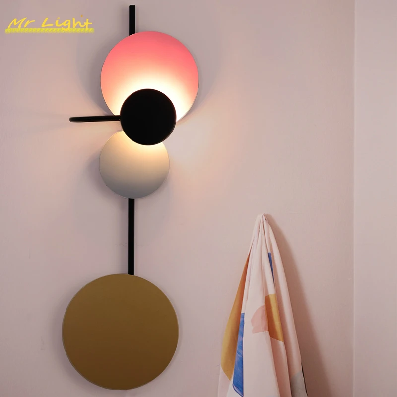 

Nordic светодиодный настенный светильник Современные светодиодные Настенные светильники Освещение Макарон фон Лофт гостиная спальня настен...