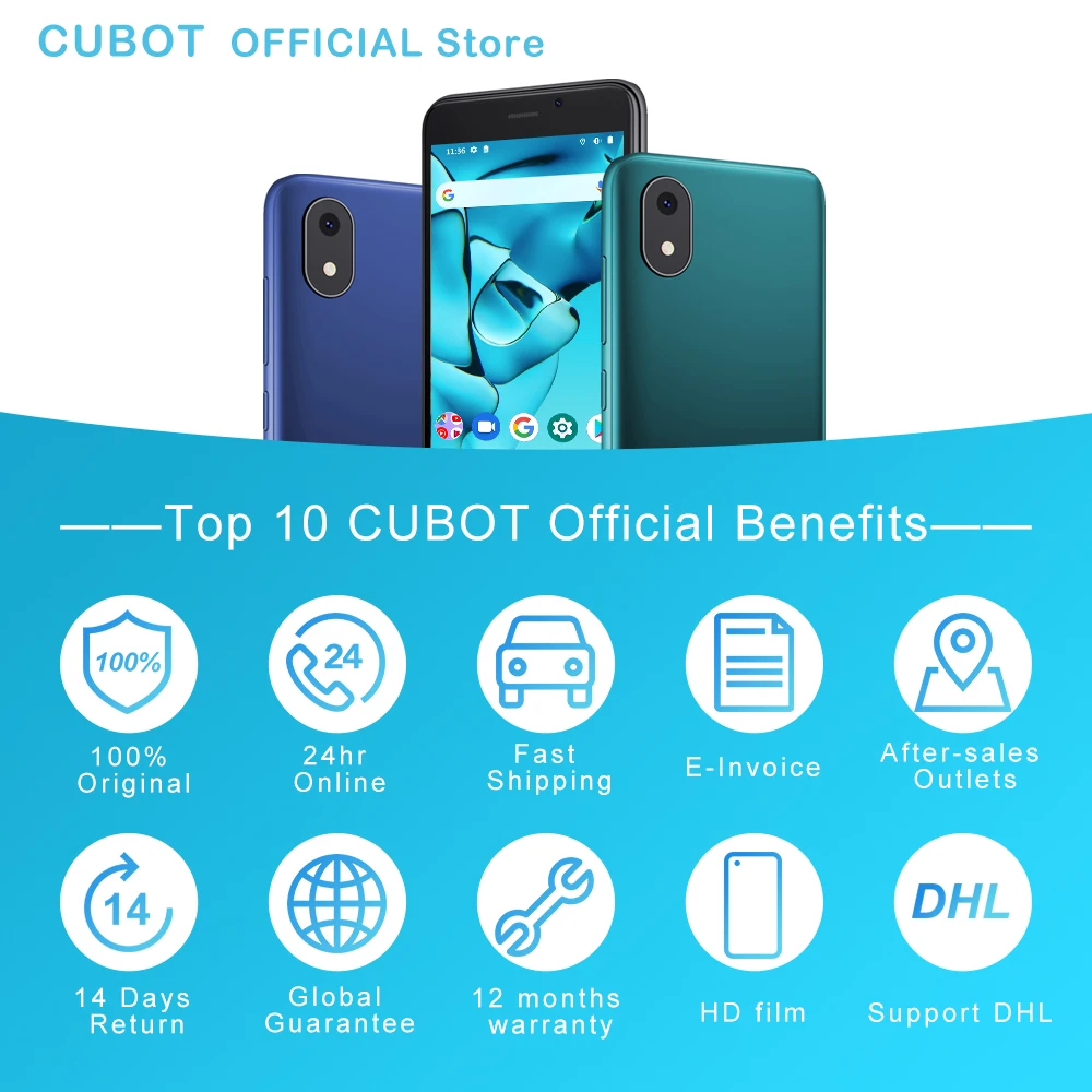 Cubot J10 Smartphone 4-Inch Mini Phone 2350mAh 32GB ROM 5MP Rear Camera Google Android 11 Dual SIM Card 3G Telephone Face ID enlarge