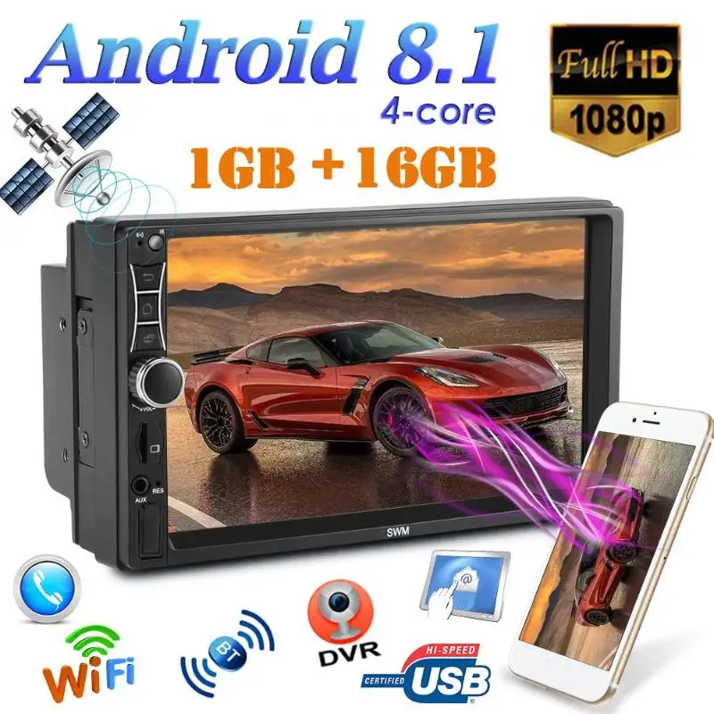 SWM A2 2Din " сенсорный экран Android 8,1 автомобильное радио стерео видео MP5 плеер gps Bluetooth навигация WiFi USB TF MP4 мультимедийный плеер