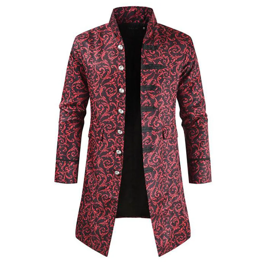 Мужской винтажный Готический длинный жакет тренчкот в стиле стимпанк кардиган