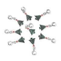 5pcslot alloy oil dripping christmas tree pendant hanging head big hole beads for jewelry needlework necklace diy decoration