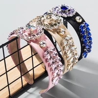 new elegant hairband rhinestone bling baroque headbands crystal big diamond flower luxury headband women 2021 hair accessories