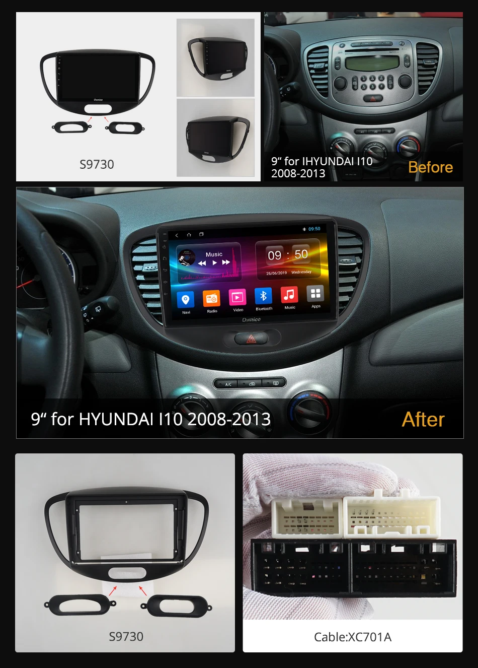 Ownice K3 K5 K6 Android 9 0 360 панорама DSP автомобильный радиоплеер для Hyundai Grand I10 2008-2012 2013