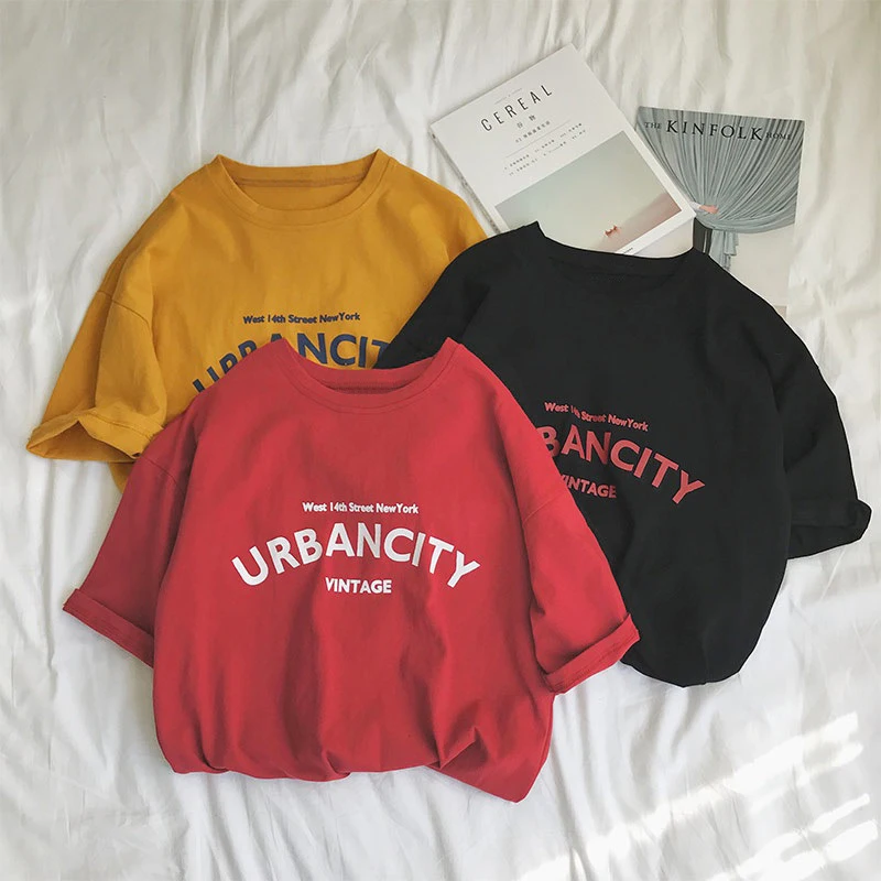 Футболка женская с надписью модная повседневная Свободная рубашка коротким