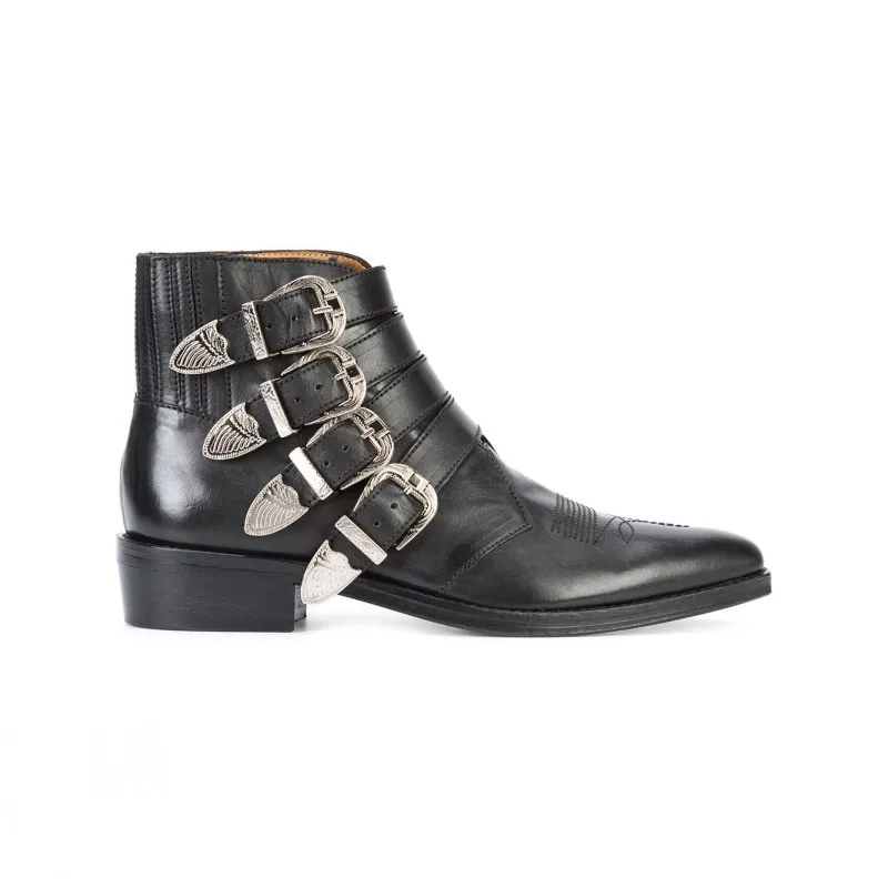 Модельные мужские ботинки с пряжкой ботильоны ручной работы из коровьей кожи