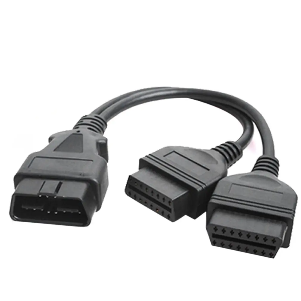 30 см 16Pin OBD2 соединительный кабель Мужской к двойной Женский Y OBDII разветвитель