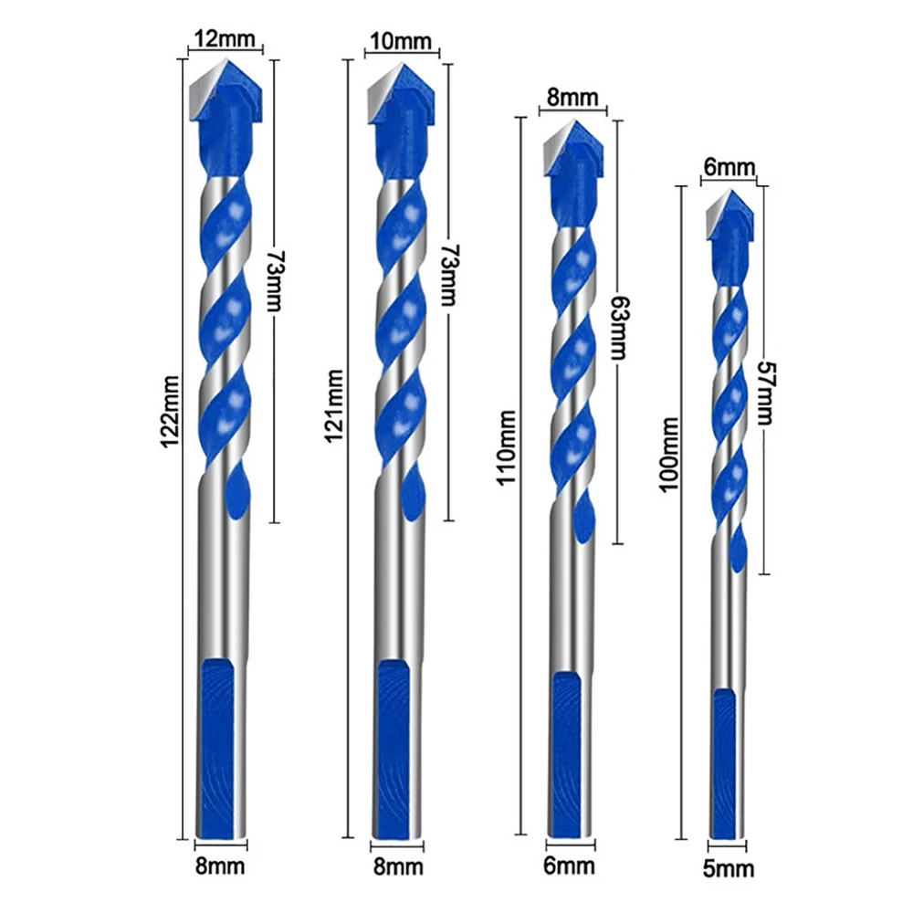 

4PCS Multipurpose Tile Drill Bit Set Carbide Tip For Wood Metal Masonry Drilling Triangular Handle Design